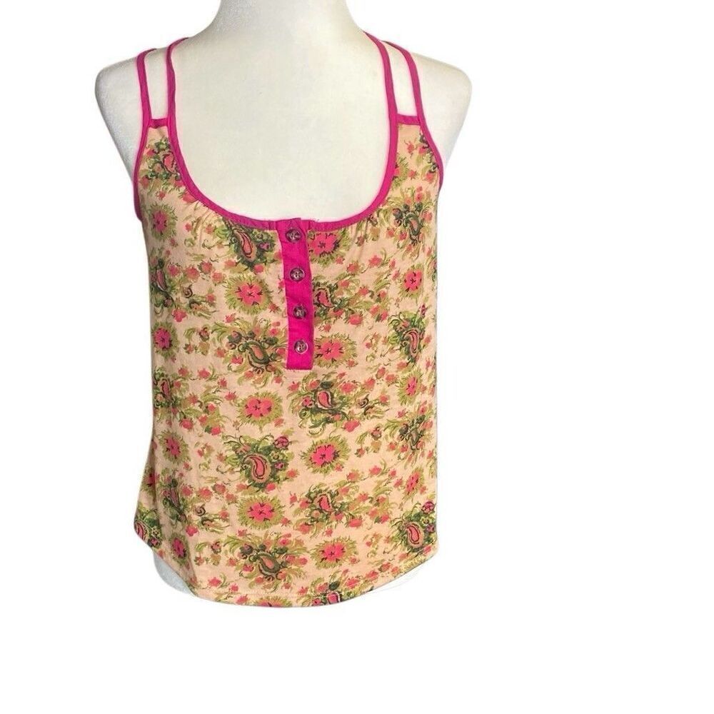 Mimi Chica Y2K Retro Juniors Tank Top Pink Floral Knit Rayon Size Small